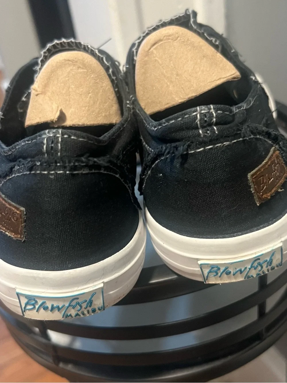 Blowfish Malibu Black Canvas Slip-On Sneakers with White Sole size 8